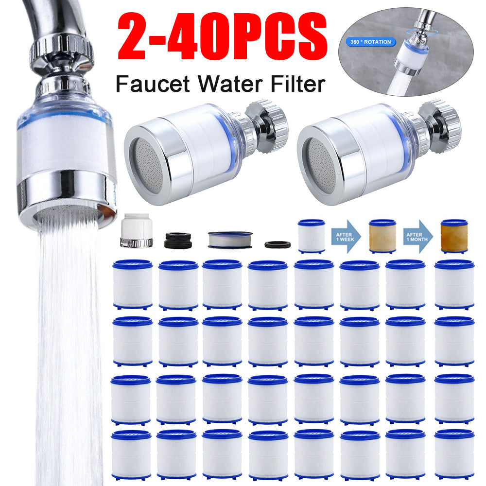 Faucet Water Filter Elements Set 2-40PC Remove Chlorine Heavy Metals for Filtered Showers Head Bath Soften Hard Water Purifier
