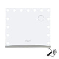 European American Style Bedroom LED Desktop Vanity Mirror 58×46cm 3 Color Modes USB Port Large Lighted with 15 Bulbs