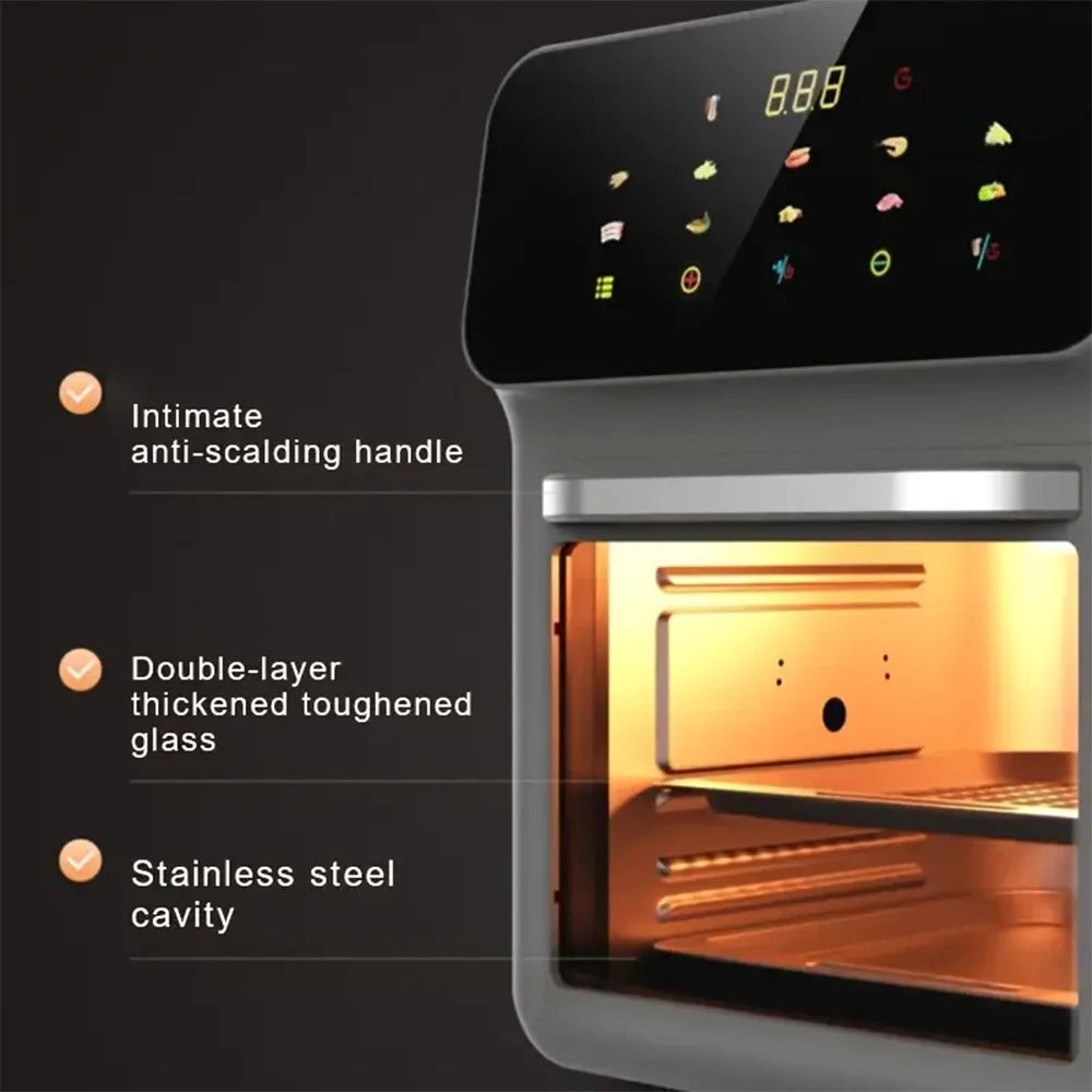 10L Large Capacity Electric Oven Oil-free Automatic Household Multi-Functional Visible Air Fryer For Baking Roasting Steaming