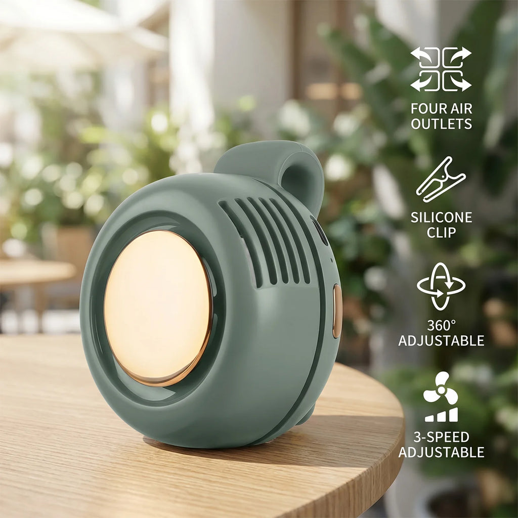 Portable Rechargeable Clip-On Fan with 3 Speed Settings, Handheld & Wearable Personal Cooling Fan, USB Rechargeable Mini Desk Fan for Outdoor Work, Hiking, Camping, Travel, Office, Gym and Home Use