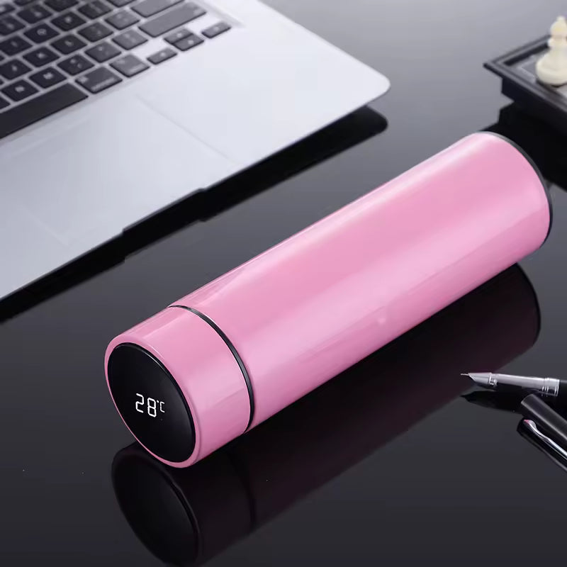 Smart Thermos Water Bottle 500ML – Stainless Steel Vacuum Flask with LED Touch Temperature Display, Insulated Travel Mug
