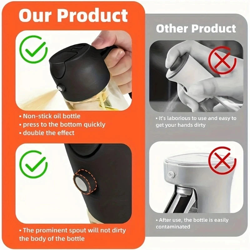 2-in-1 Oil Spray Bottle & Pourer – Leakproof Kitchen Oil Dispenser for Cooking, BBQ, Salad & Air Fryer
