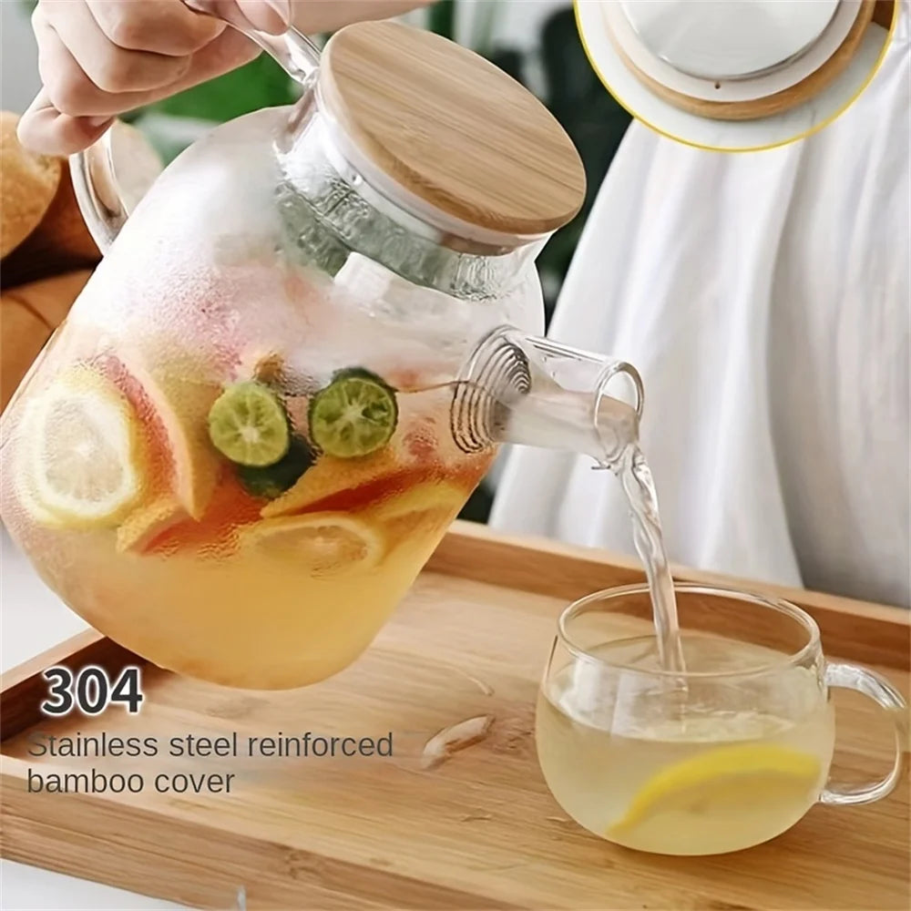 1 Glass Teapot 1L/1.8L – Heat Resistant Tea Kettle with Lid, Large Capacity Pitcher for Iced Tea, Juice & Infused Drinks