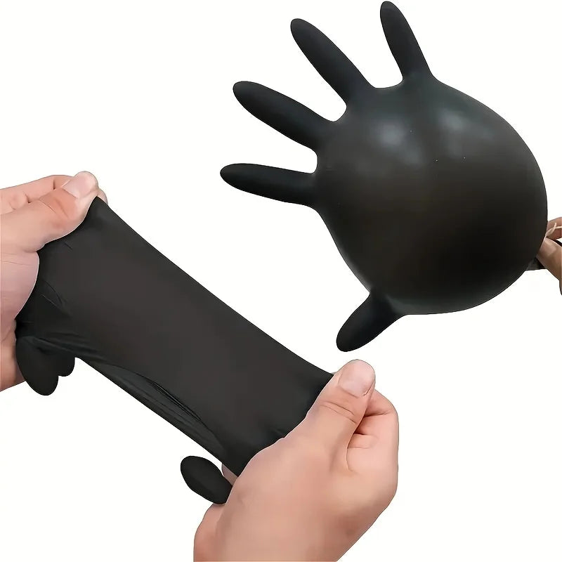Black Nitrile Disposable Gloves – Strong Waterproof Gloves for Cleaning, Cooking & Tattoo | 20/50/100 Pack (S–XL)