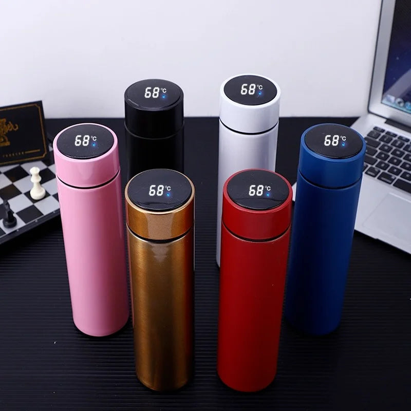 Smart Thermos Water Bottle 500ML – Stainless Steel Vacuum Flask with LED Touch Temperature Display, Insulated Travel Mug