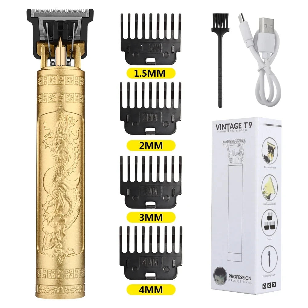 Vintage T9 Professional Hair Trimmer – Cordless USB Rechargeable Beard & Hair Clipper with Precision