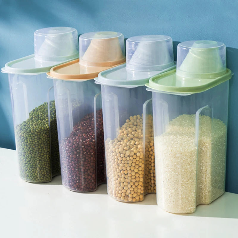 Large Airtight Grain Storage Container – Clear Plastic Food Storage Box for Rice, Cereal & Dry Goods, Sealed & Moisture-Proof