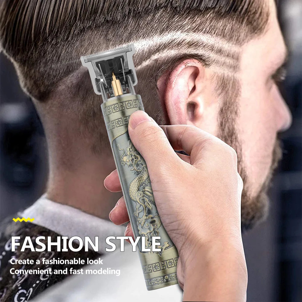 Vintage T9 Professional Hair Trimmer – Cordless USB Rechargeable Beard & Hair Clipper with Precision