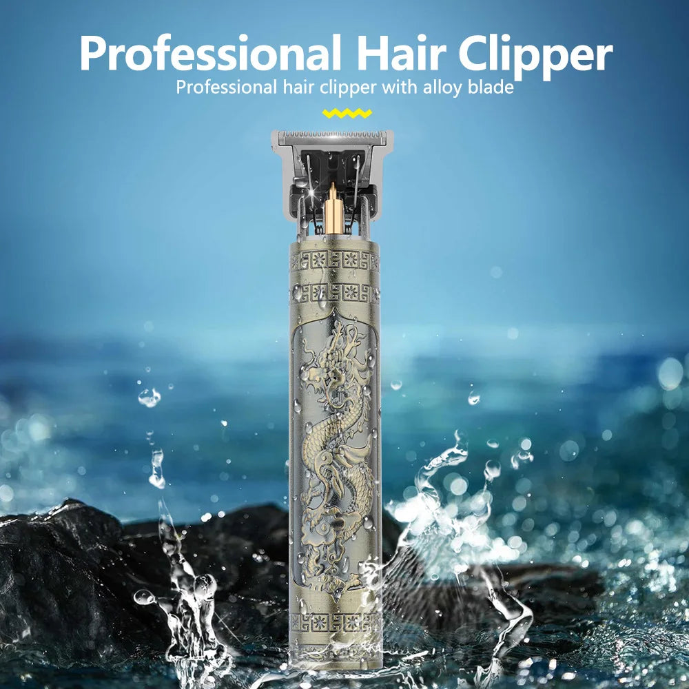 Vintage T9 Professional Hair Trimmer – Cordless USB Rechargeable Beard & Hair Clipper with Precision