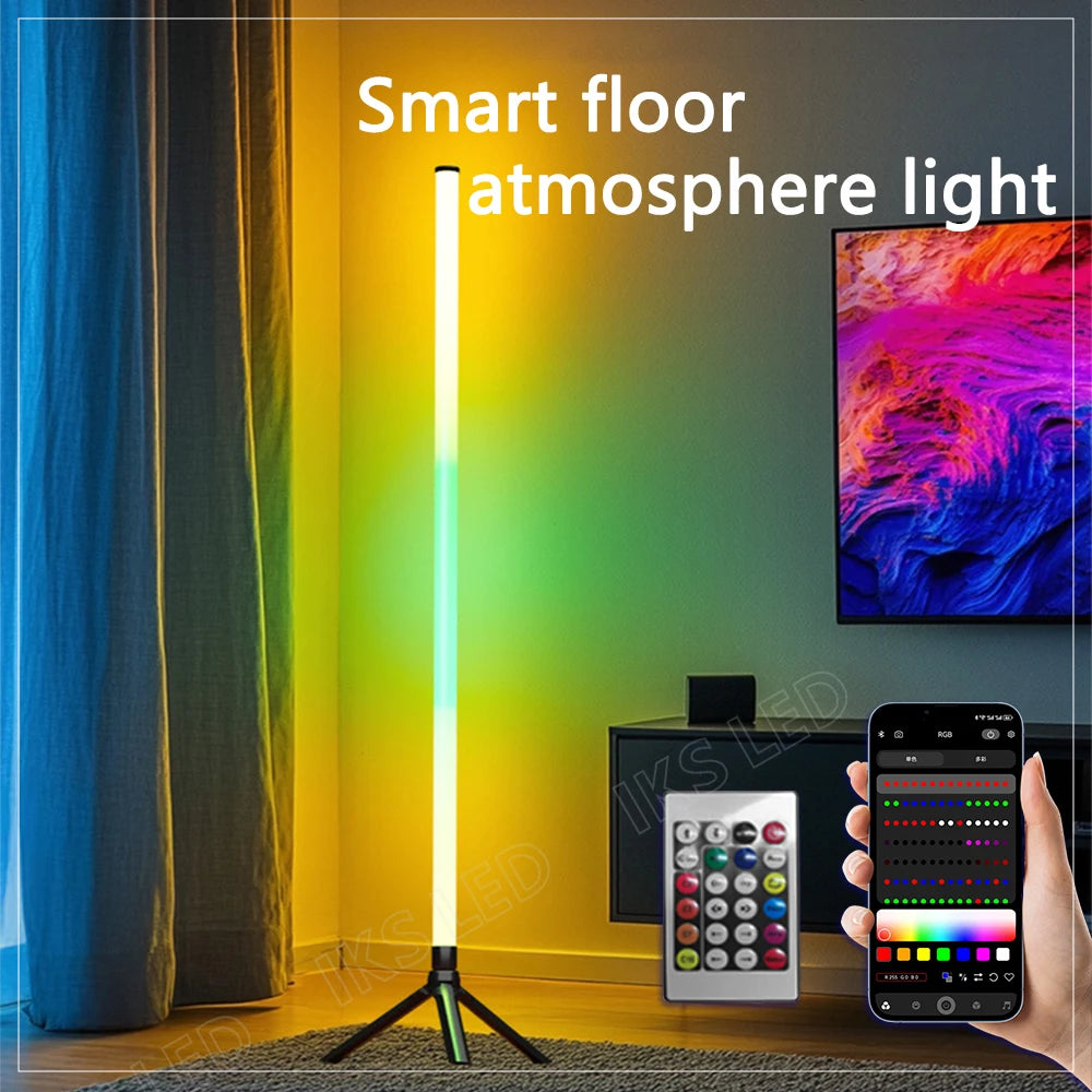RGB Corner Floor Lamp with Remote & App Control – USB Powered Ambient Mood Light for Bedroom & Modern Home Decor