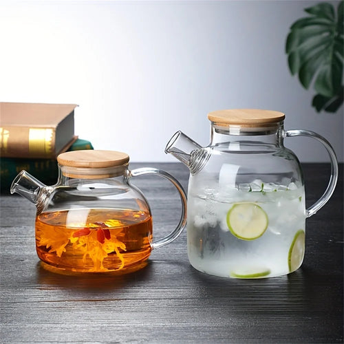 1 Glass Teapot 1L/1.8L – Heat Resistant Tea Kettle with Lid, Large Capacity Pitcher for Iced Tea, Juice & Infused Drinks