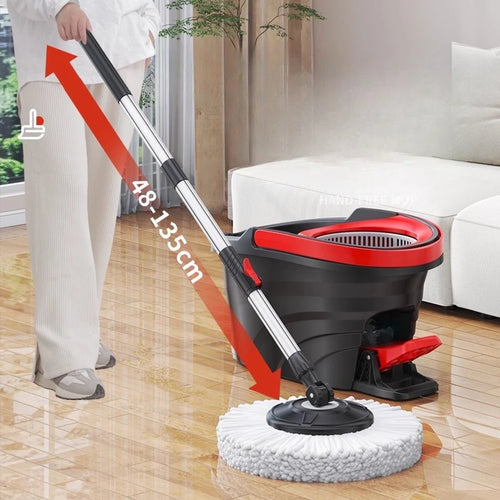 360° Spin Mop & Bucket Set with Foot Pedal – Hands-Free Self-Wringing Microfiber Mop, Telescopic Handle, 2 Replaceable Heads – Easy Home & Floor Cleaning System
