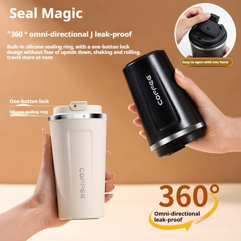 Stainless Steel Coffee Mug 380/510ML – Insulated Travel Tumbler with Lid, Vacuum Thermal Cup for Hot & Cold Drinks