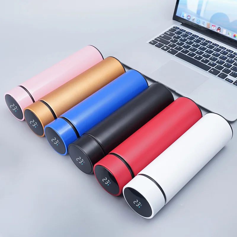 Smart Thermos Water Bottle 500ML – Stainless Steel Vacuum Flask with LED Touch Temperature Display, Insulated Travel Mug