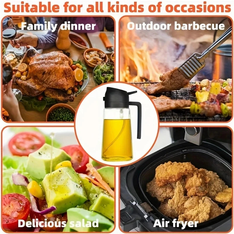 2-in-1 Oil Spray Bottle & Pourer – Leakproof Kitchen Oil Dispenser for Cooking, BBQ, Salad & Air Fryer