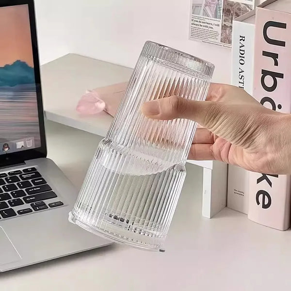 Large Striped Glass Tumbler Cup