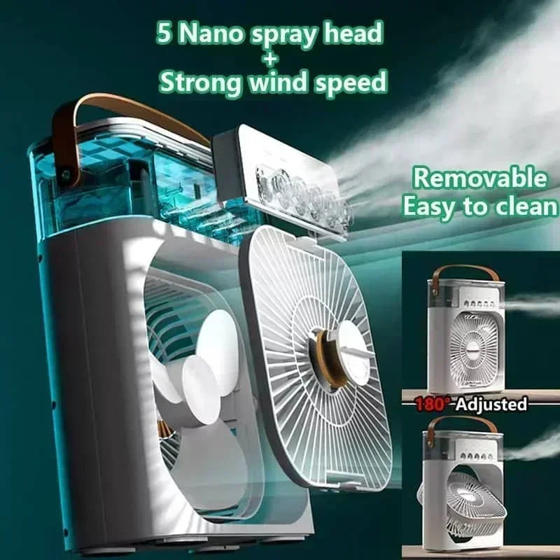 3-in-1 Portable Air Cooler Fan – Mini Air Conditioner, Humidifier & LED Night Light, Adjustable Cooling Speeds for Home, Office & Bedroom