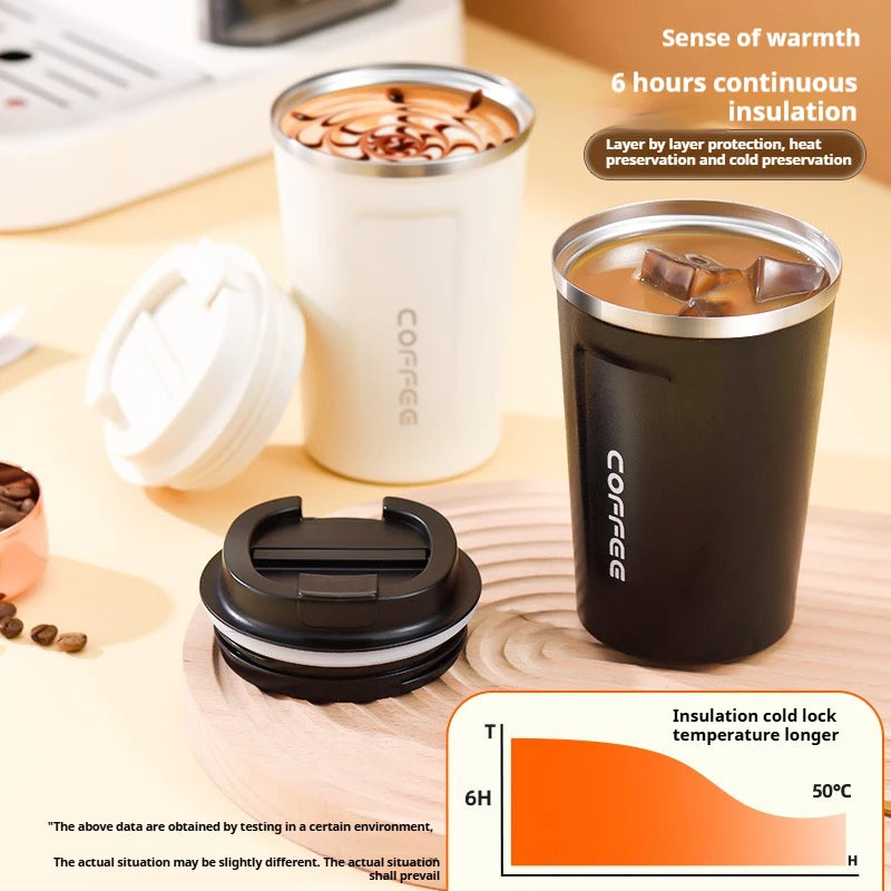 Stainless Steel Coffee Mug 380/510ML – Insulated Travel Tumbler with Lid, Vacuum Thermal Cup for Hot & Cold Drinks