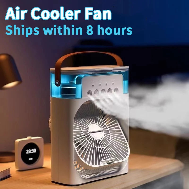 3-in-1 Portable Air Cooler Fan – Mini Air Conditioner, Humidifier & LED Night Light, Adjustable Cooling Speeds for Home, Office & Bedroom